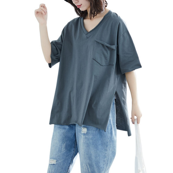 Široka ljetna bluza s V izrezom i 3/4 rukavima