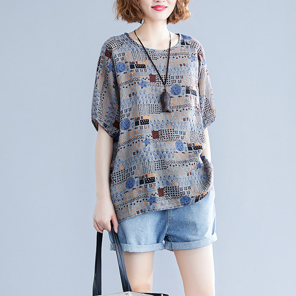 Ležerna ženska bluza s O izrezom i 3/4 rukavima