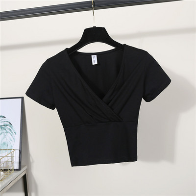 Ženska jednobojna bluza sa špic izrezom na preklop