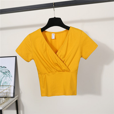 Ženska jednobojna bluza sa špic izrezom na preklop