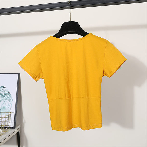 Ženska jednobojna bluza sa špic izrezom na preklop