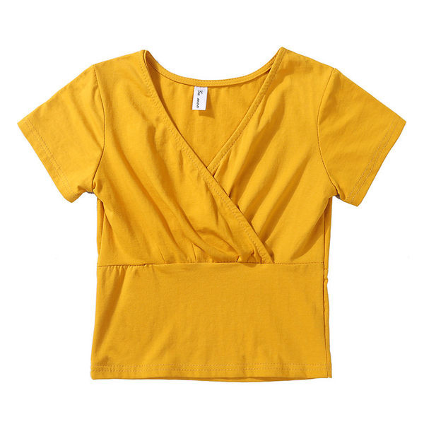 Ženska jednobojna bluza sa špic izrezom na preklop