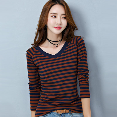 Γυναικείο ριγέ μπλουζάκι νέο μοντέλο με οβάλ ή λαιμόκοψη