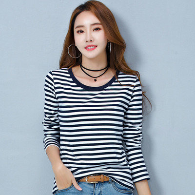 Γυναικείο ριγέ μπλουζάκι νέο μοντέλο με οβάλ ή λαιμόκοψη