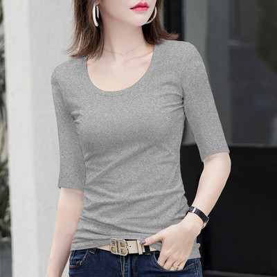 Γυναικεία casual μπλούζα με στρογγυλή λαιμόκοψη και 3/4 μανίκια