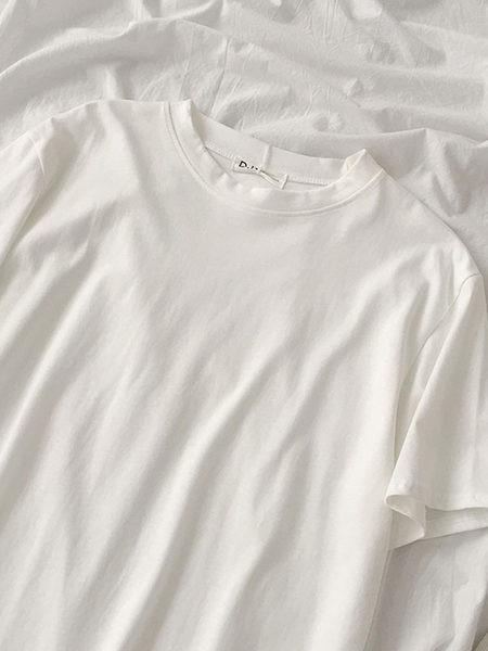 Γυναικείο μπλουζάκι ενός χρώματος με στρογγυλή λαιμόκοψη