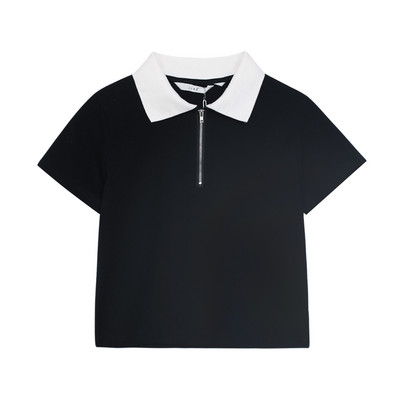 Απλό γυναικείο μπλουζάκι με κλασικό κολάρο και φερμουάρ