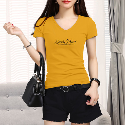 Casual μπλουζάκι με επιγραφή και ντεκολτέ