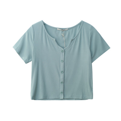 Ležerna ženska kratka majica s gumbima u bijeloj, crnoj i plavoj boji