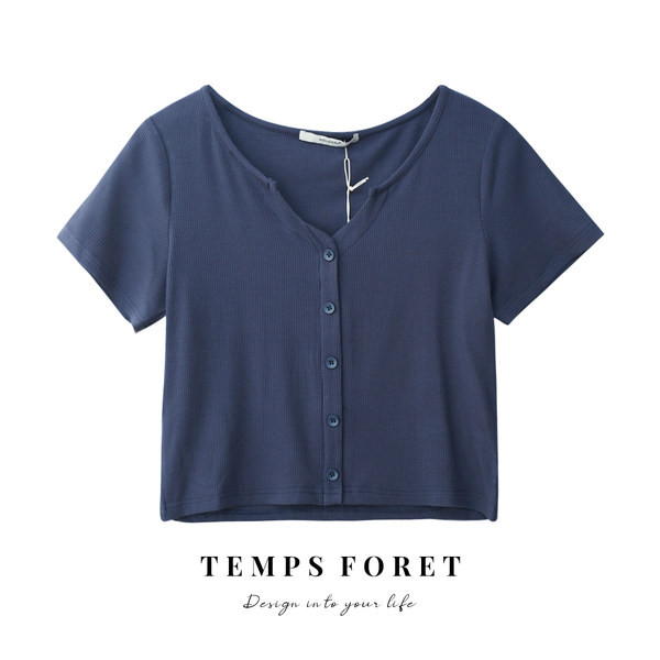 Ležerna ženska kratka majica s gumbima u bijeloj, crnoj i plavoj boji