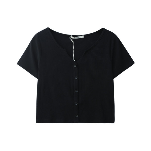 Ležerna ženska kratka majica s gumbima u bijeloj, crnoj i plavoj boji