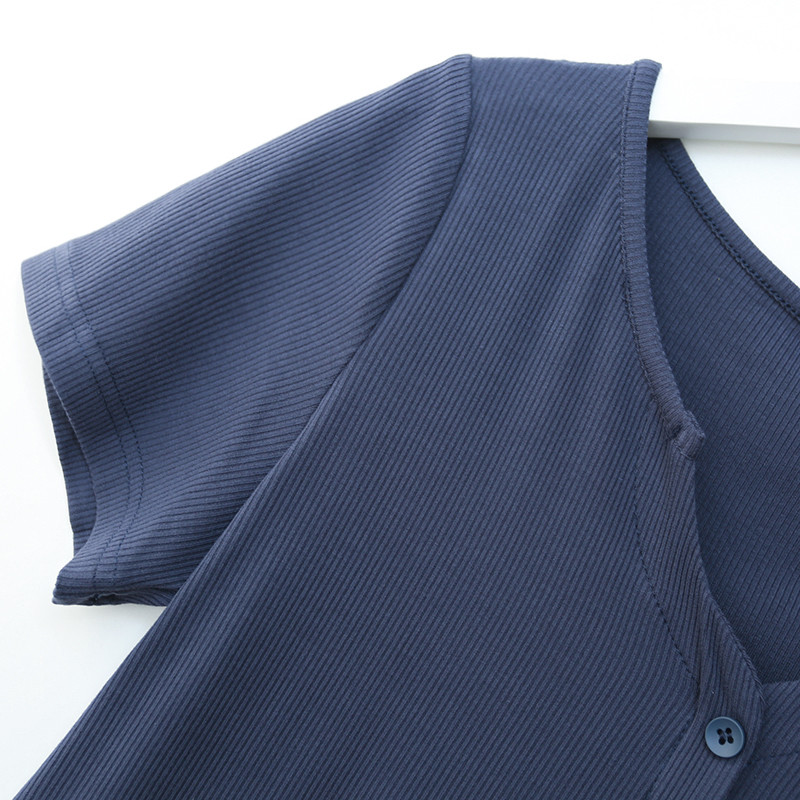 Ležerna ženska kratka majica s gumbima u bijeloj, crnoj i plavoj boji