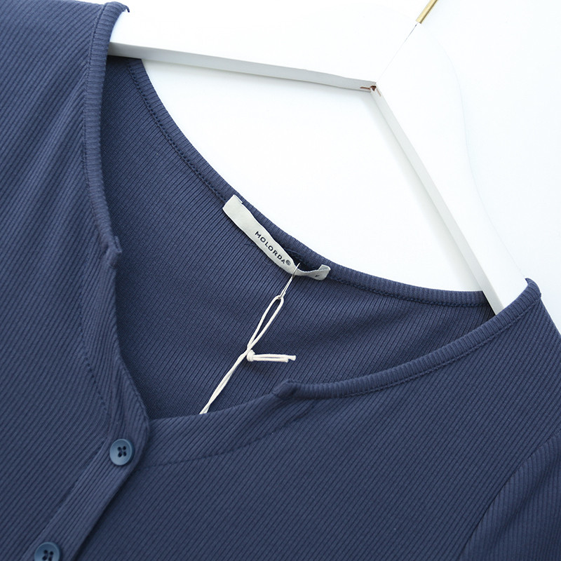 Ležerna ženska kratka majica s gumbima u bijeloj, crnoj i plavoj boji