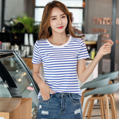 Casual γυναικεία ριγέ μπλούζα με οβάλ ντεκολτέ - διάφορα χρώματα