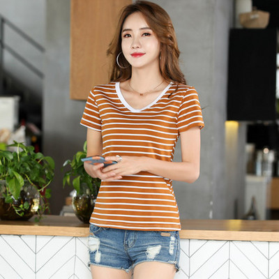 Casual γυναικεία ριγέ μπλούζα με οβάλ ντεκολτέ - διάφορα χρώματα