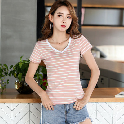 Casual γυναικεία ριγέ μπλούζα με οβάλ ντεκολτέ - διάφορα χρώματα