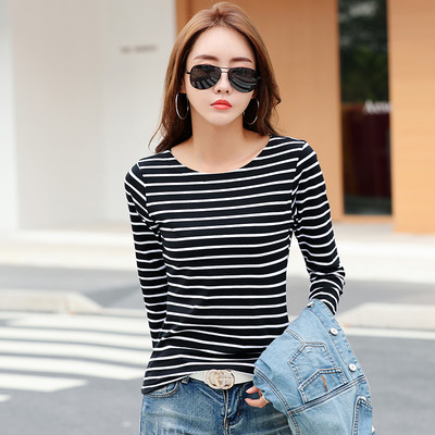 Casual γυναικεία ριγέ μπλούζα με μακριά μανίκια και στρογγυλή λαιμόκοψη