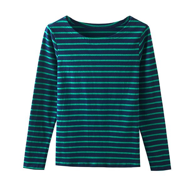 Casual γυναικεία ριγέ μπλούζα με μακριά μανίκια και στρογγυλή λαιμόκοψη