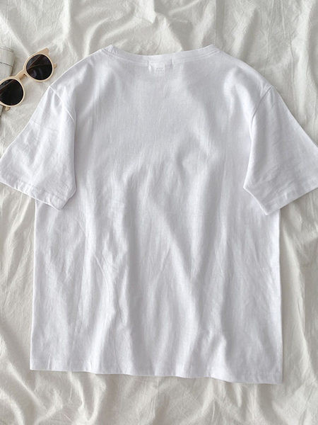 Ležerna ženska majica s aplikacijom i okruglim izrezom