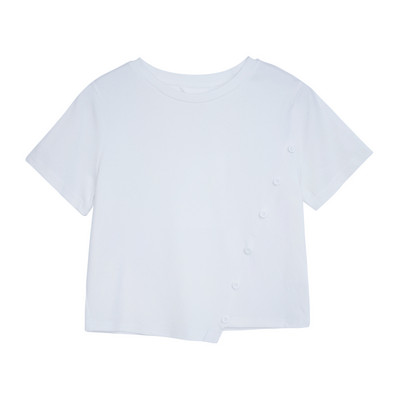 Γυναικεία μπλούζα με ασύμμετρη στερέωση και οβάλ λαιμόκοψη