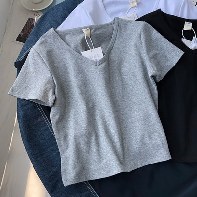 Ženska obična majica s kratkim rukavima i špic izrezom