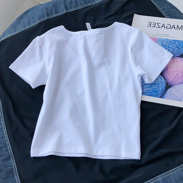 Ženska obična majica s kratkim rukavima i špic izrezom