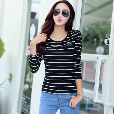 Casual γυναικεία ριγέ μπλούζα με οβάλ ντεκολτέ σε τρία χρώματα