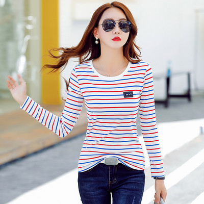 Casual γυναικεία ριγέ μπλούζα με οβάλ ντεκολτέ σε τρία χρώματα
