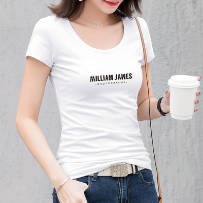 Γυναικείο μπλουζάκι με επιγραφή και στρογγυλή λαιμόκοψη - διάφορα χρώματα