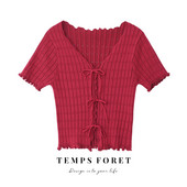 Γυναικείο μπλουζάκι με κορδόνια - κοντό μοντέλο