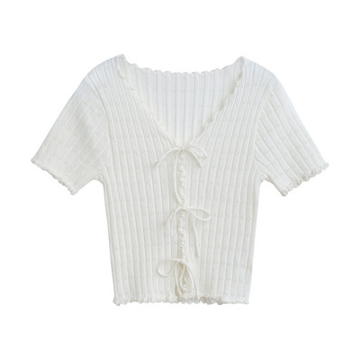 Γυναικείο μπλουζάκι με κορδόνια - κοντό μοντέλο