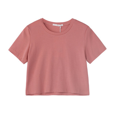 Απλό γυναικείο μπλουζάκι με κοντά μανίκια και οβάλ λαιμόκοψη - κοντό μοντέλο