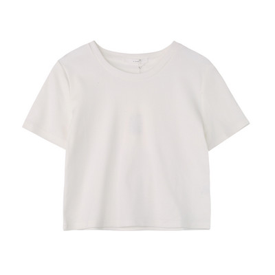 Απλό γυναικείο μπλουζάκι με κοντά μανίκια και οβάλ λαιμόκοψη - κοντό μοντέλο