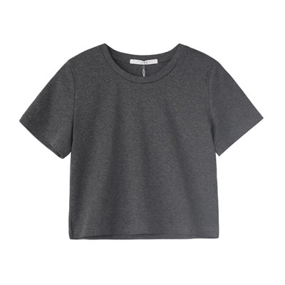 Απλό γυναικείο μπλουζάκι με κοντά μανίκια και οβάλ λαιμόκοψη - κοντό μοντέλο