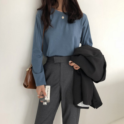 Casual μπλούζα με μακριά και κοντά μανίκια - κλασικό γιακά