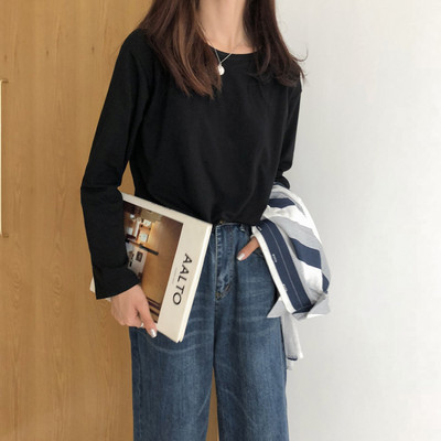 Casual μπλούζα με μακριά και κοντά μανίκια - κλασικό γιακά