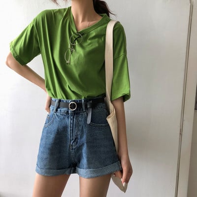 Casual μπλούζα με μακριά και κοντά μανίκια - κλασικό γιακά