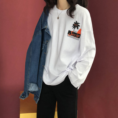 Proljetna pamučna bluza s dugim rukavima i aplikacijom