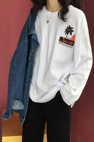 Proljetna pamučna bluza s dugim rukavima i aplikacijom