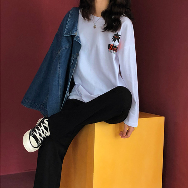 Proljetna pamučna bluza s dugim rukavima i aplikacijom