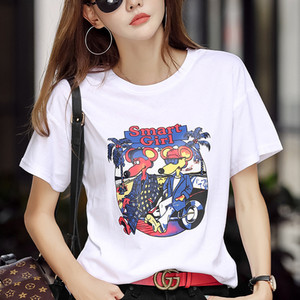 Casual γυναικείο μπλουζάκι με απλικέ - σε λευκό και κόκκινο