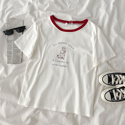 Γυναικείο μπλουζάκι με κοντά μανίκια και στρογγυλή λαιμόκοψη