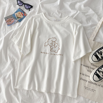 Casual γυναικείο άσπρο μπλουζάκι με κοντά μανίκια