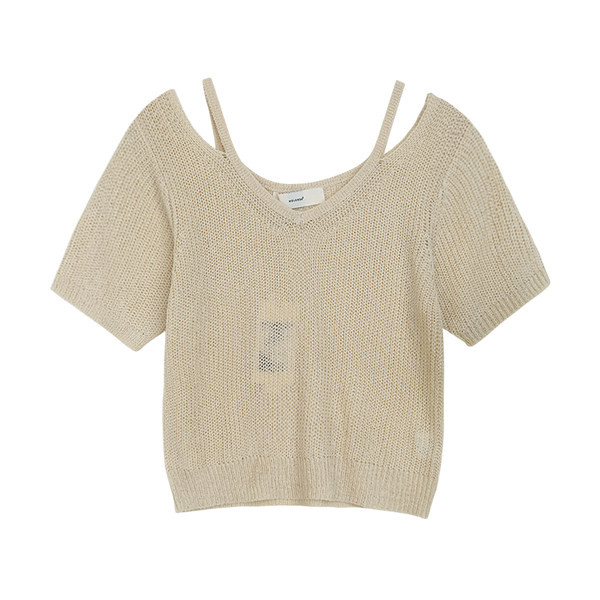 Γυναικεία μπλούζα πλεκτό με κοντά μανίκια και λαιμόκοψη