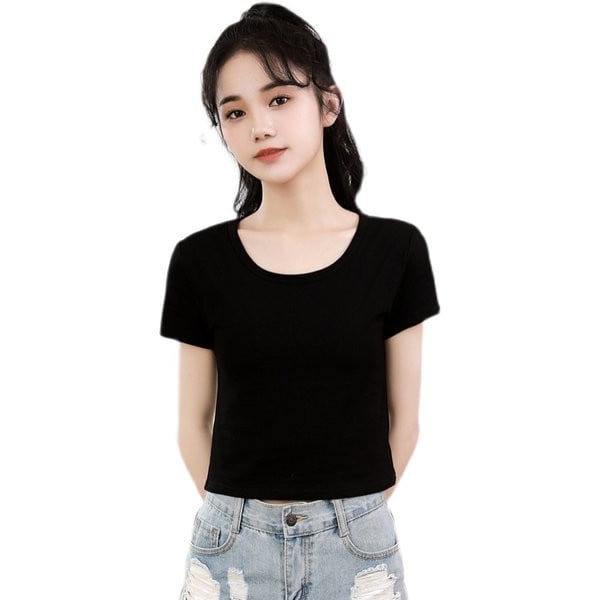 Pripijena ženska bluza s ovalnim izrezom - jednobojni model