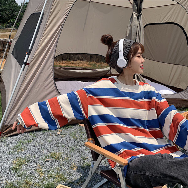 Ženska prugasta bluza - široki model dugih rukava