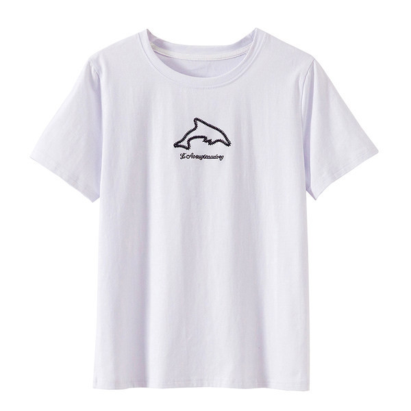 Νέο μοντέλο γυναικείο μπλουζάκι με κεντήματα και κοντά μανίκια σε δύο χρώματα