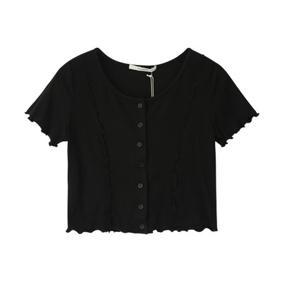 Νέο μοντέλο γυναικείο μπλουζάκι με κουμπιά και βολάν - κοντό μοντέλο