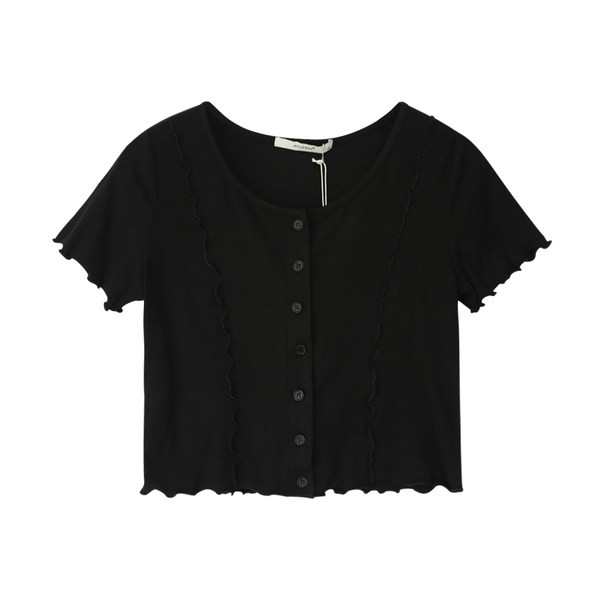 Νέο μοντέλο γυναικείο μπλουζάκι με κουμπιά και βολάν - κοντό μοντέλο