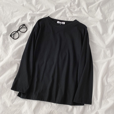 Γυναικεία μπλούζα μονόχρωμη με στρογγυλή λαιμόκοψη και μακριά μανίκια